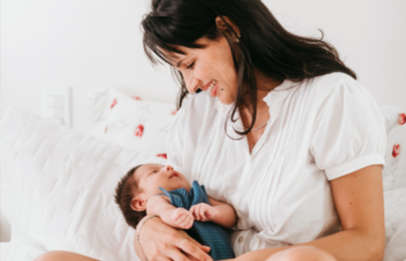 Baby with happy mom
